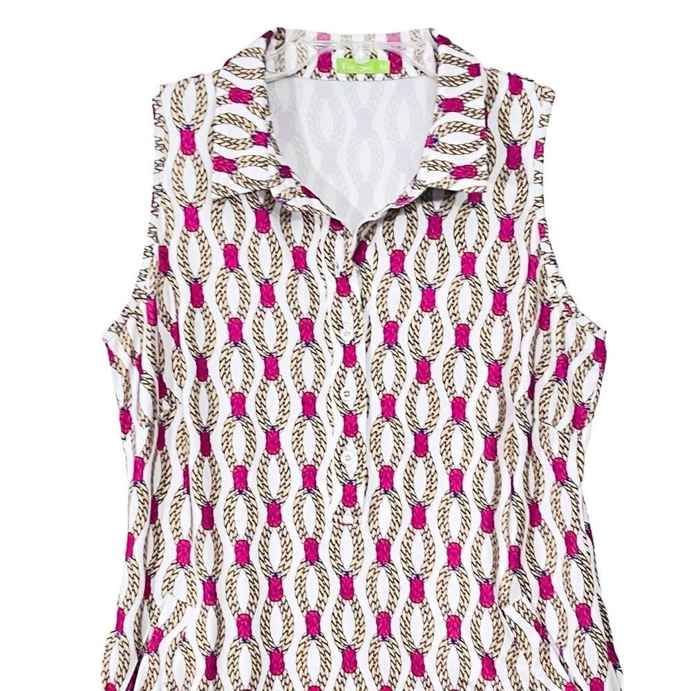 Tee 2 Sea Resort Golf Dress Earth/ Friendly Geo/Chain Pockets Made/US M - Picture 2 of 12